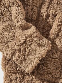 Manfinity RebelGame Men Zip Up Drawstring Hooded Teddy Jacket & Pants - Khaki - View 5