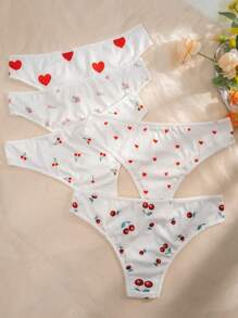 Plus 5pack Heart & Cherry Print Panty - Multicolor - View 2