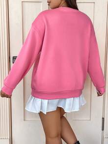 SHEIN Qutie Hơn Đồ họa Hoạt hình Thả vai Áo nỉ - Nhiều màu - Xem 4