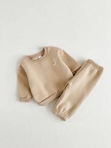 花卉印花嬰童（女）套裝 - 棕色 - 查看 6