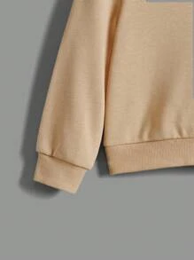 SHEIN Baby Boy Antler Print Contrast Collar Sweatshirt - Khaki - View 3