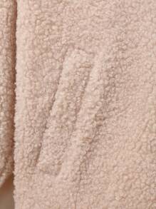 SHEIN Young Boy Letter Embroidery Zip Up Teddy Coat - White - View 6