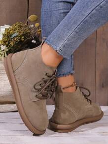 Stivali da combattimento da donna nuovi, vintage, con suola spessa, stivali da moto alla caviglia, stivali da lavoro mid-calf, stivali da combattimento con punta tonda per autunno e inverno, colore marrone. Stivaletti e stivali corti da donna, stivali da donna