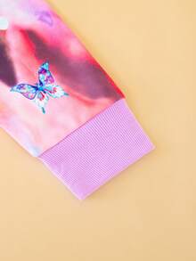 SHEIN 少女扎染蝴蝶印花卫衣 - 紅白色 - 查看 4