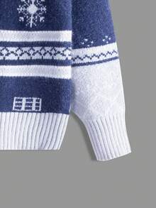 Young Boy Geo Pattern Sweater - Royal Blue - View 5