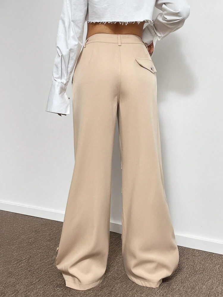 Drawstring Waist Wide Leg Pants