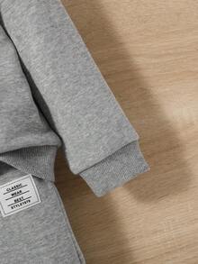 SHEIN Baby Boys Letter Patched Detail Hoodie & Sweatpants