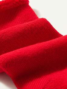 SHEIN 聖誕節毛絨飾品大紅色3對襪子套裝 - 紅色 - 查看 5