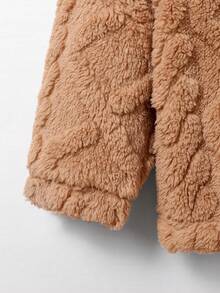 SHEIN Young Boy Zip Up Teddy Coat - Khaki - View 5