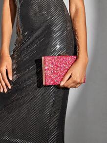 SHEIN SXY 簡約閃亮粉紅色手拿包 - 玫紅色 - 查看 6