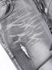 Quần Jeans Skinny Jeans Rách Sờn - Màu xám đen - Xem 4