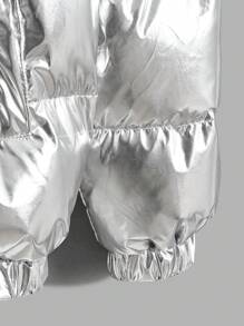 Manfinity RebelGame Oversized Men's Borg Collar Zip-Up Metallic Padded Coat - White - View 3