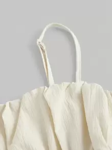 SHEIN MOD 素色胸部褶皺側邊綁帶吊帶洋裝 - 杏色 - 查看 3