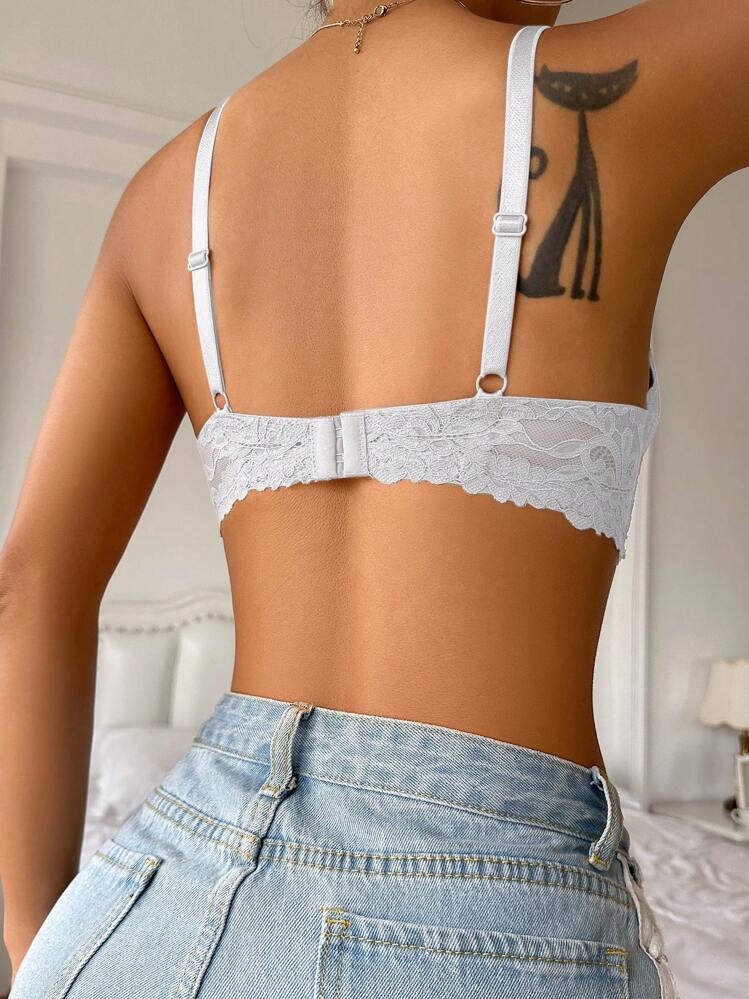 DesireSculpt Sujetador De Encaje Floral Con Aros - Blanco - Añade 2