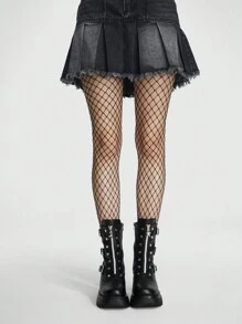 ROMWE Fairycore 2pairs Women Minimalist Fishnet Tights - Black - View 2