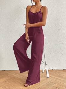 SHEIN VCAY Dual Pocket Wide Leg Cami Jumpsuit - Purple - View 6