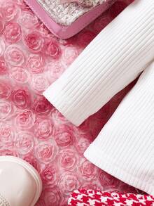 女嬰條紋針織T恤&格子圖案前蝴蝶結半身裙 - 白色 - 查看 3