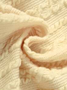 SHEIN 女小童素色折疊翻領洋裝 - 米色 - 查看 6