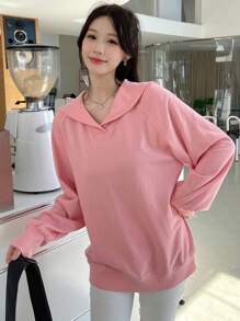 DAZY Solid Raglan Sleeve Hoodie,Fall Clothes Sweatshirt - Pink - View 6