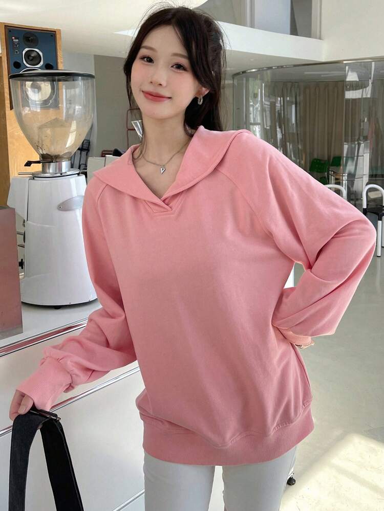 Solid Raglan Sleeve Hoodie,Fall Clothes Sweatshirt