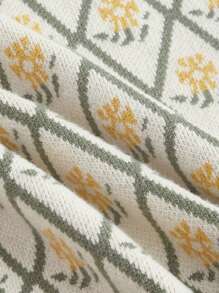 SHEIN MOD Argyle Pattern Contrast Binding Tie Front Cami Sweater Dress - Multicolor - View 3