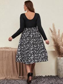 SHEIN VCAY Hơn In hoa Ditsy Váy có thắt lưng - Nhiều màu - Xem 5