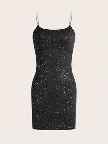 SHEIN Unity Dalmatian Print Cami Dress - Black - View 1