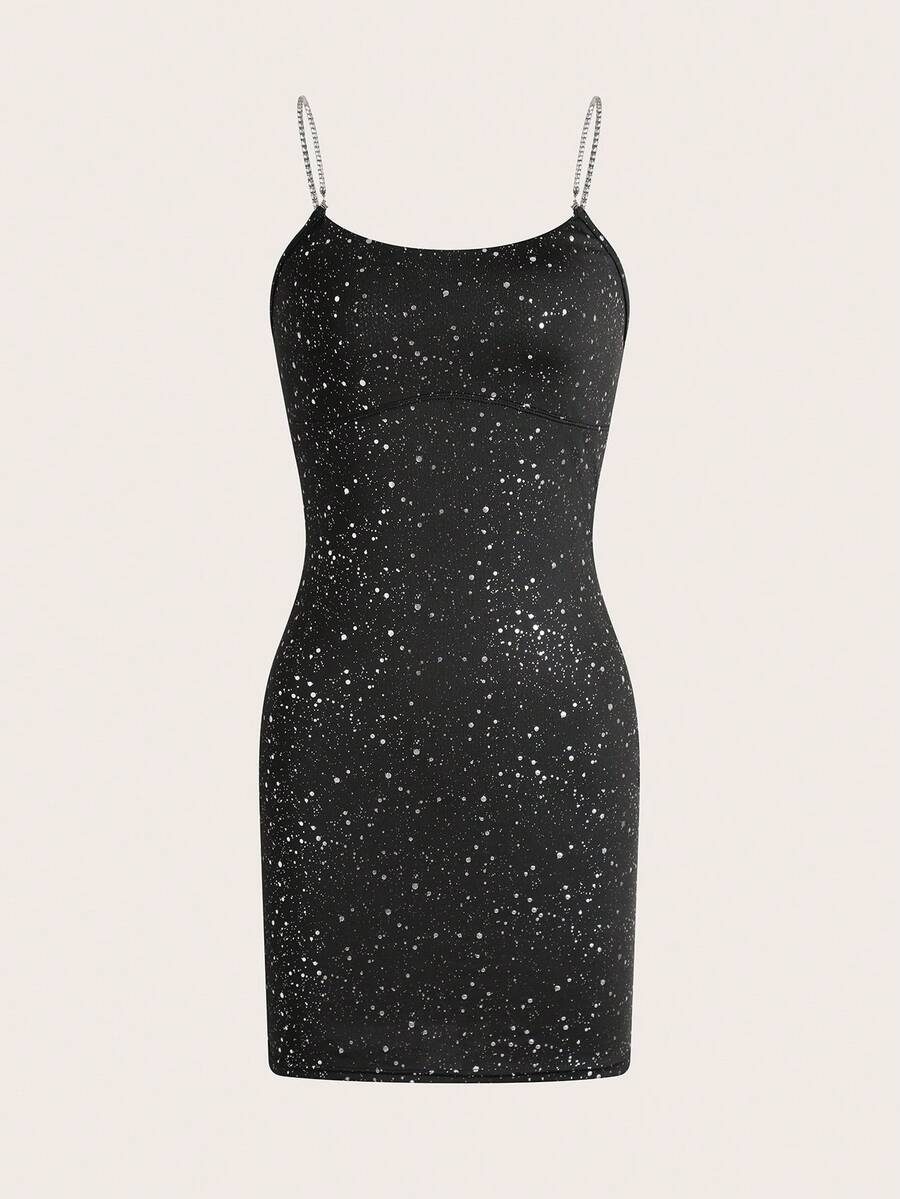 SHEIN Unity Dalmatian Print Cami Dress - Black - View 1