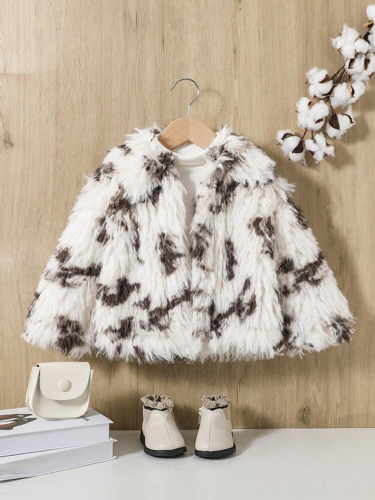 Baby Girl Graphic Pattern Teddy Jacket