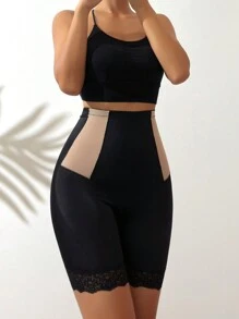 Colorblock Contrast Lace Trim Shapewear Shorts - Multicolor - View 4