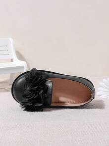 女童秋冬新款黑花可爱公主鞋学生玛丽珍鞋时尚校园低帮平底乐福鞋 - 黑色 - 查看 5