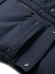 SOLOCOTE Tween Girls' Padded Coat, Mid-Length, Thick Thermal Lined, Warm For Winter - Navy Blue - View 7