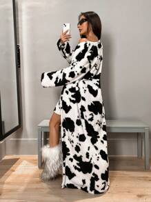 SHEIN Unity 奶牛圖案開門襟外套 - 黑與白 - 查看 2