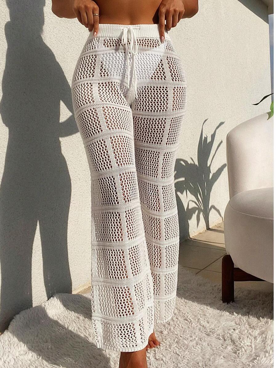 Swim Lushoire 1 Miếng Xu hướng: Cắt giảm Eo dây rút Che quần - trắng - Xem 1