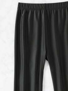 純色彈性腰比基尼短褲 - 黑色 - 查看 5