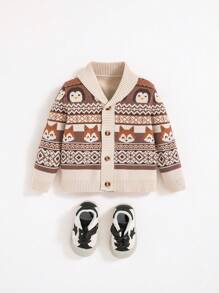 SHEIN Đứa bé trai Hoạt hình & Mẫu Geo Khăn quàng Áo len Mở - Nhiều màu - Xem 1