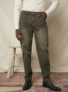 Manfinity NXTstreet Men Slant Pocket Straight Leg Jeans - Green - View 1