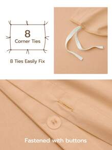 100% 棉 ) 2/3 件柔軟溫和羽絨被套套裝，四季舒適透氣，羽絨被套*1 枕頭套*1/2 - 卡其色 - 查看 5