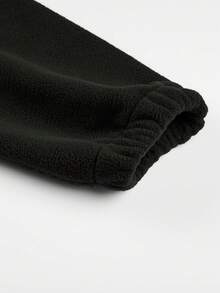 Manfinity Homme Men's Loose Fit Two-Tone Drop-Shoulder Teddy Jacket With Dual Pockets - Black - View 4