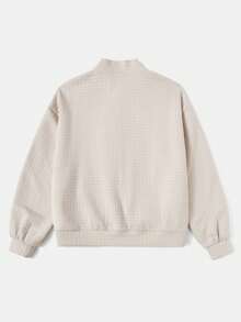 SHEIN EZwear Letter Patched Drop Shoulder Bomber Jacket - Apricot - View 2