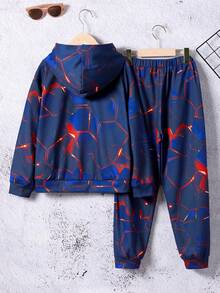 SHEIN Tween Boy Graphic Print Hoodie & Sweatpants