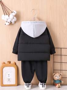 Bimbo monocolore con zip con cappuccio Gilet & Pantaloni sportivi & Felpa