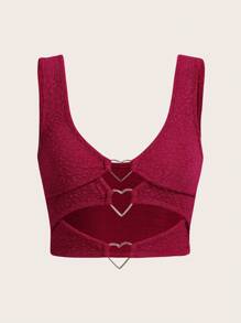 SHEIN SXY Top crop aro de corazón con abertura delantera - Burdeos - Ver 1