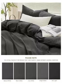 2/3pcs Soft & Gentle Duvet Cover Set, All-Season Comfort And Breathable,Duvet Cover*1 Pillowcase*1/2,Dark Grey - Dark Grey - View 10
