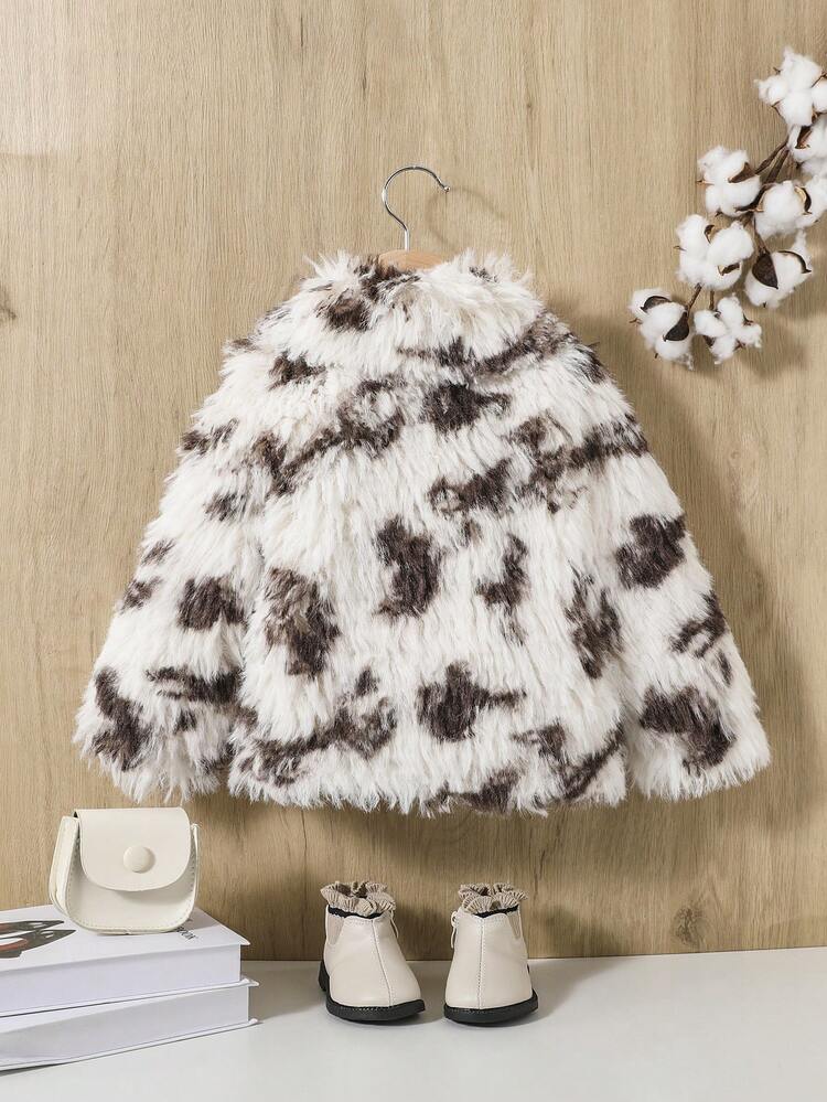 Baby Girl Graphic Pattern Teddy Jacket