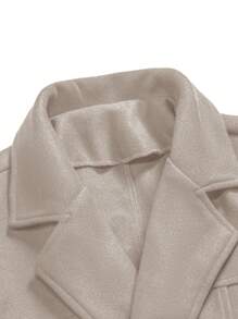 Manfinity Homme 男士1入組雙排釦金屬扣環腰帶花呢外套 - 杏色 - 查看 5