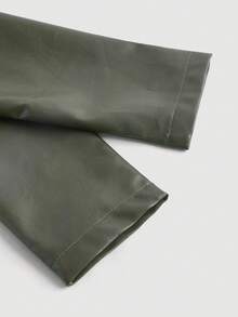 SHEIN MOD 拉鏈開襟PU皮革短夾克 - 軍綠色 - 查看 4