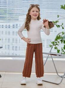 SHEIN Young Girl Cable Knit Pants
