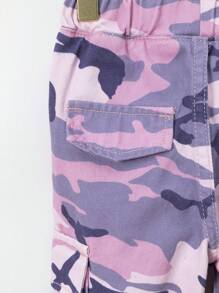 Bebé niña Jeans con estampado de camuflaje con bolsillo con solapa - Rosa - Ver 4