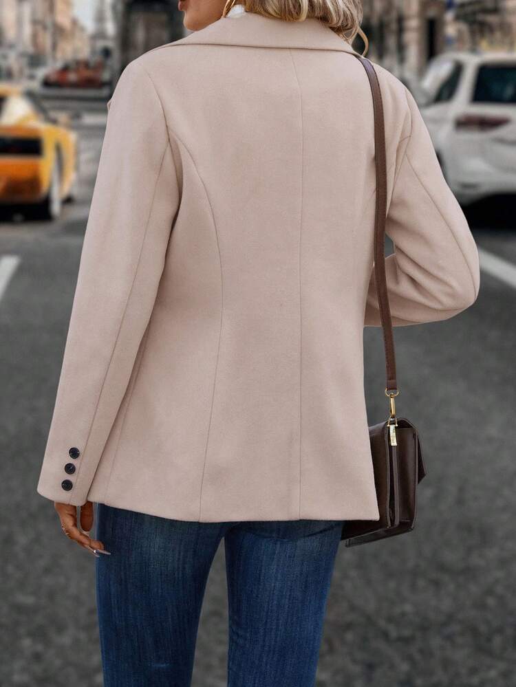 Lapel Neck Single Button Overcoat Fall Cloth For Women